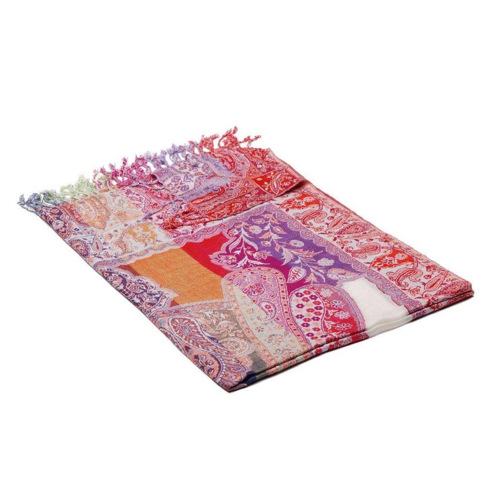 Prostříhávaná šála z viskózy Tsewang mnohobarevná