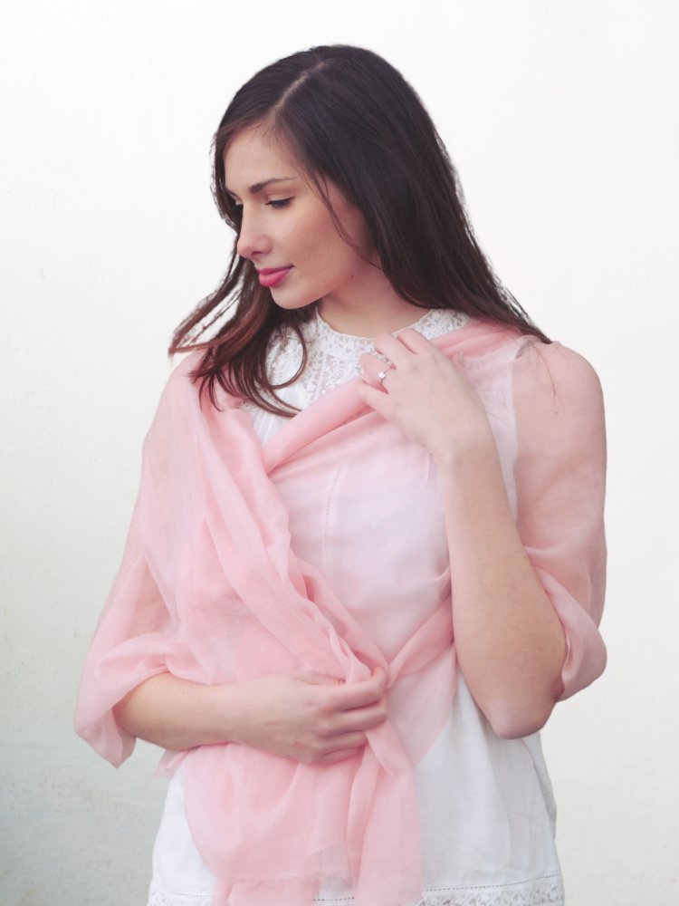 Prstýnková pašmína exclusive světle růžová