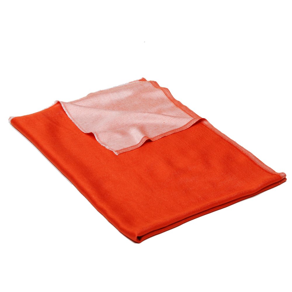 Šála z viskózy a hedvábí oboustranná tmavě oranžovo-bílá