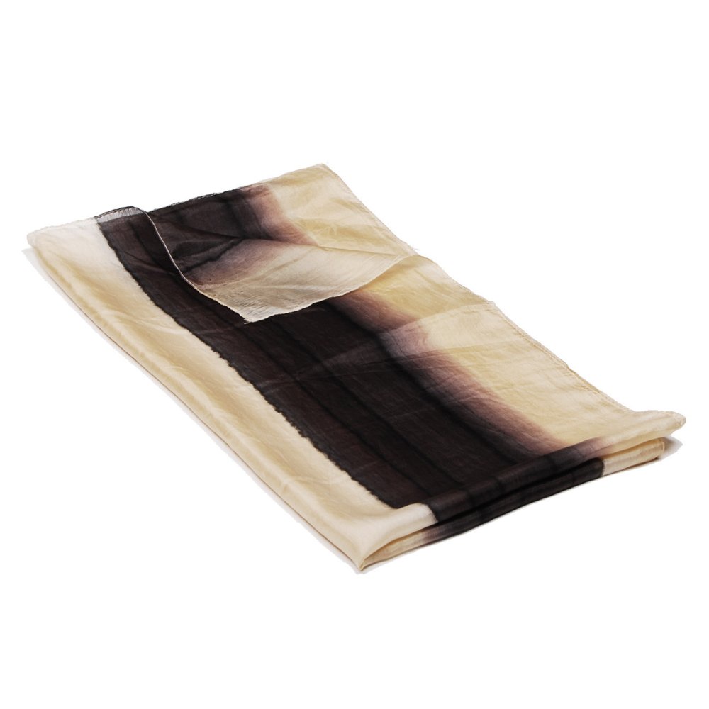 Hedvábná malovaná šála světle zlato-tmavě hnědá