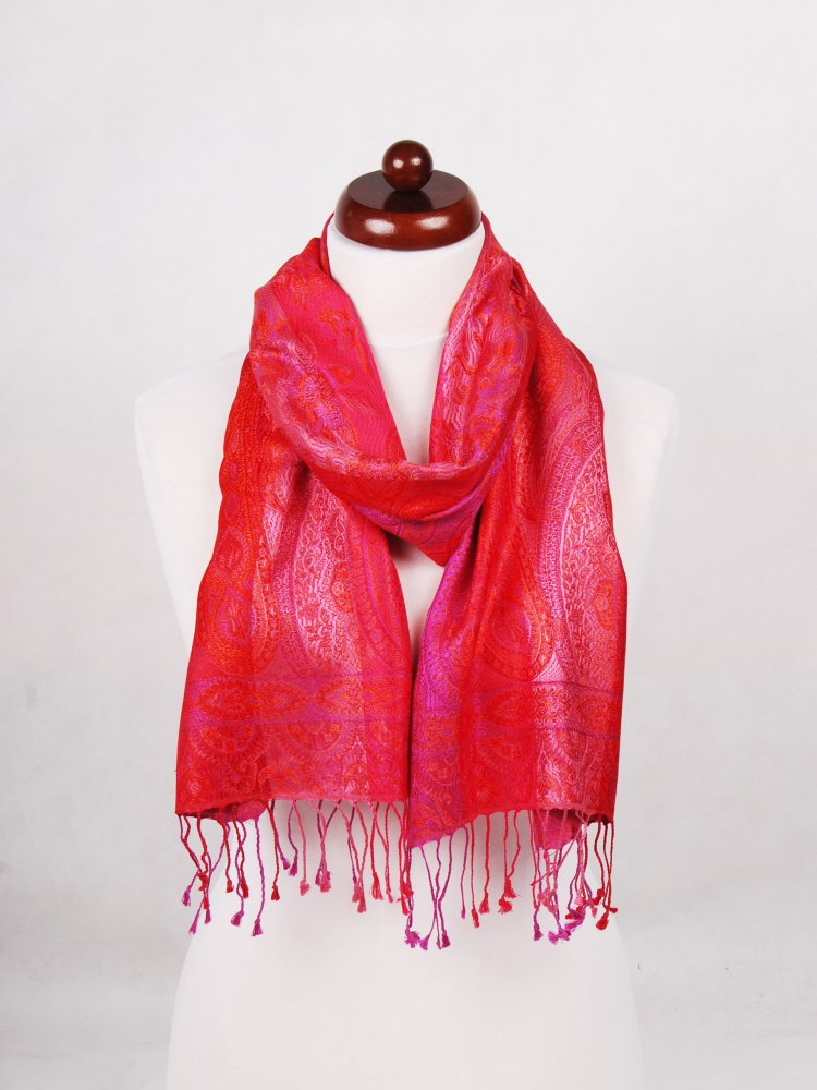 Hedvábná šála Super červeno-růžová