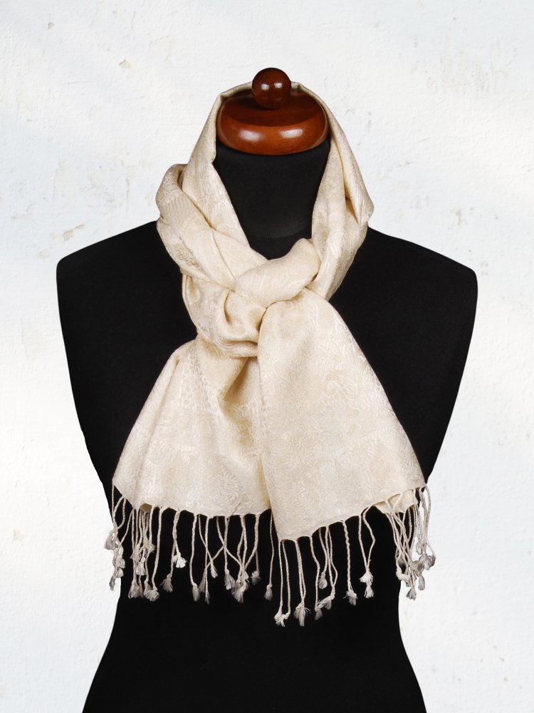 Hedvábná šála Super smetanová