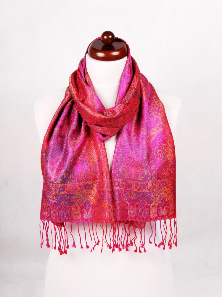 Hedvábná šála Super s fialovorůžovou