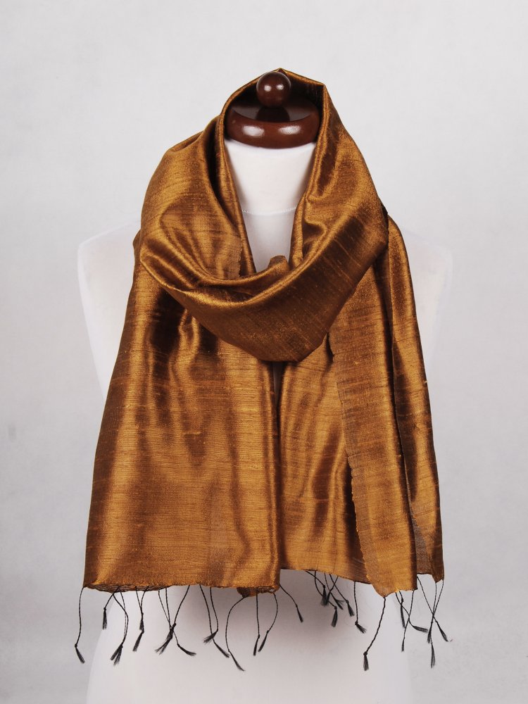 Šála ze surového hedvábí tmavě zlatá