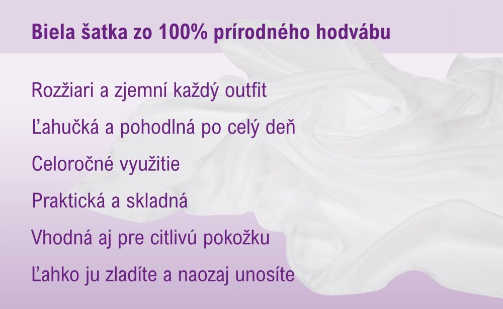 Hodvábna šatka jednofarebná biela