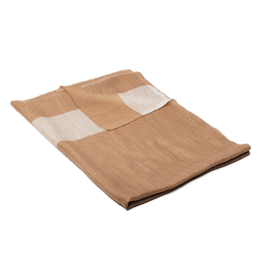 Originální kašmírová pašmína světle hnědá s šedobéžovou