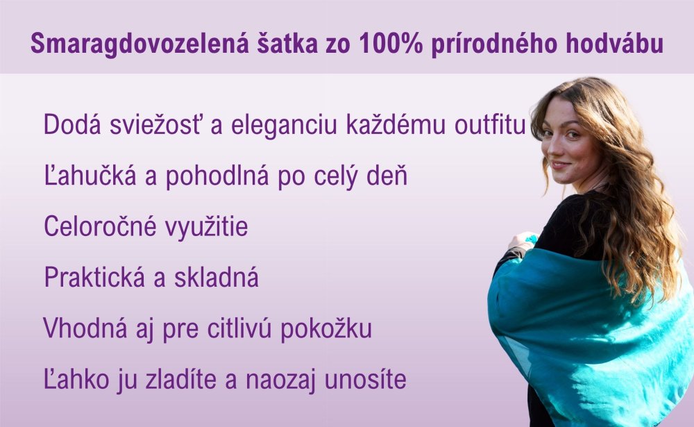 Hodvábna šatka jednofarebná smaragdovozelená