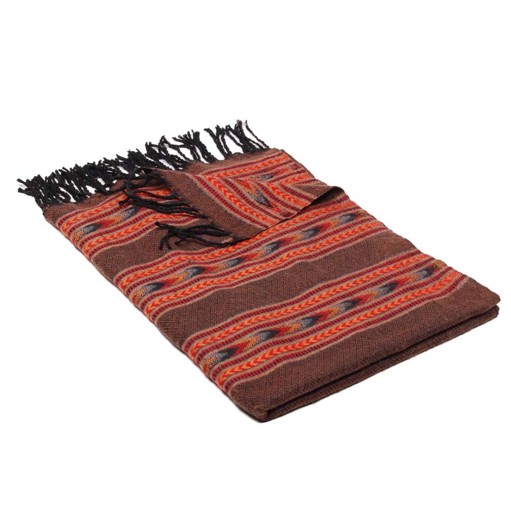 Šála z viskózy a akrylu hnědá s červenou