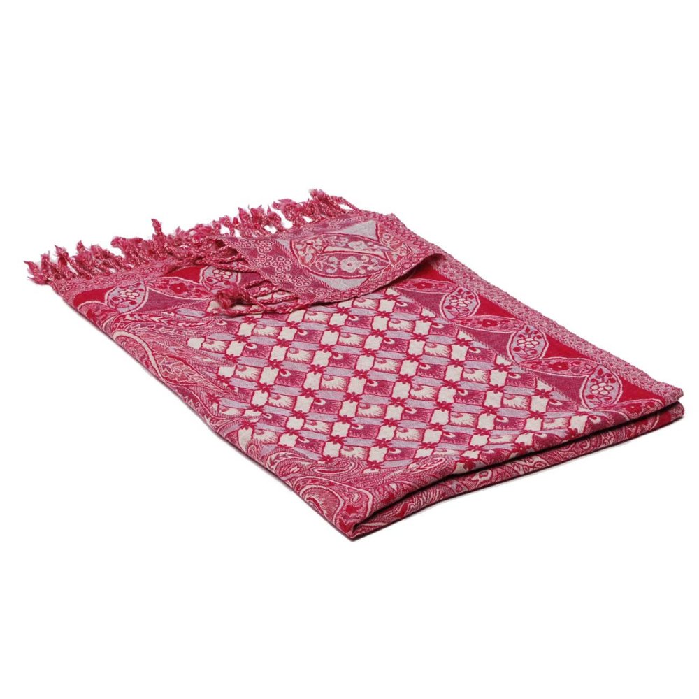 Šála z merino vlny magenta se smetanovou