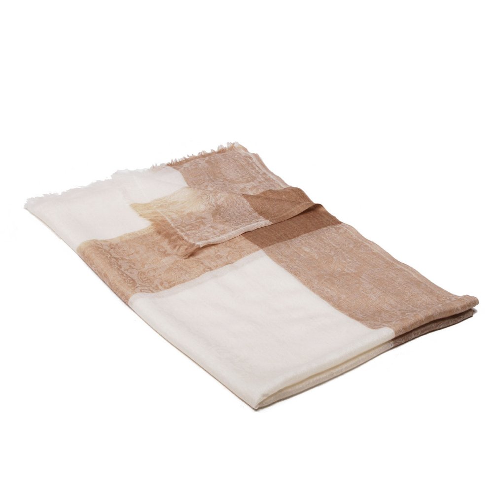 Originální kašmírová pašmína smetanová se světle hnědou