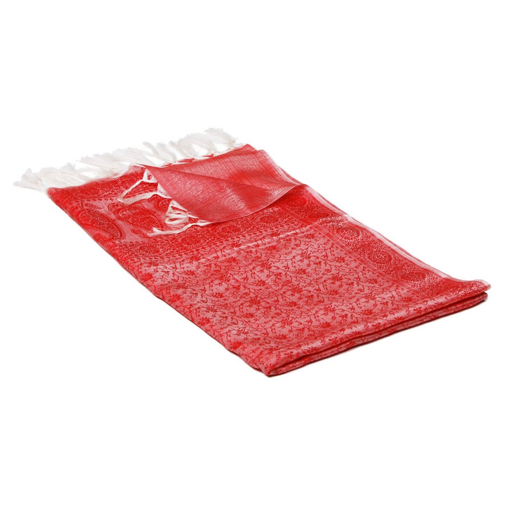 Hedvábná šála z Váránasí Metok červeno-bílá