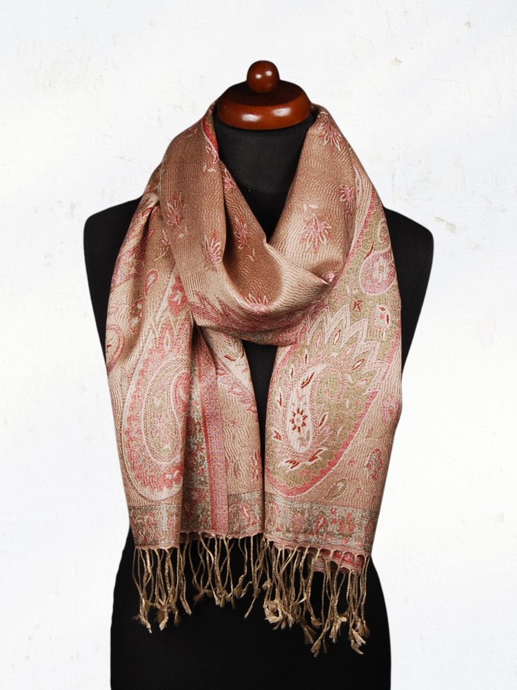 Hedvábná šála Super střední Norga zlatá s červenou