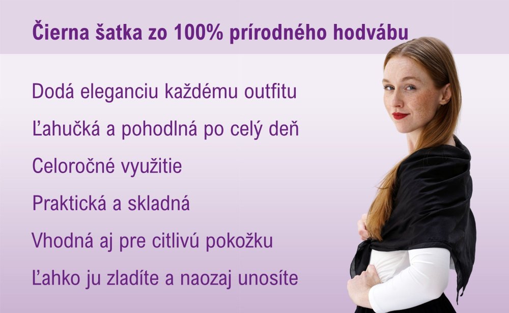 Hodvábna šatka jednofarebná čierna
