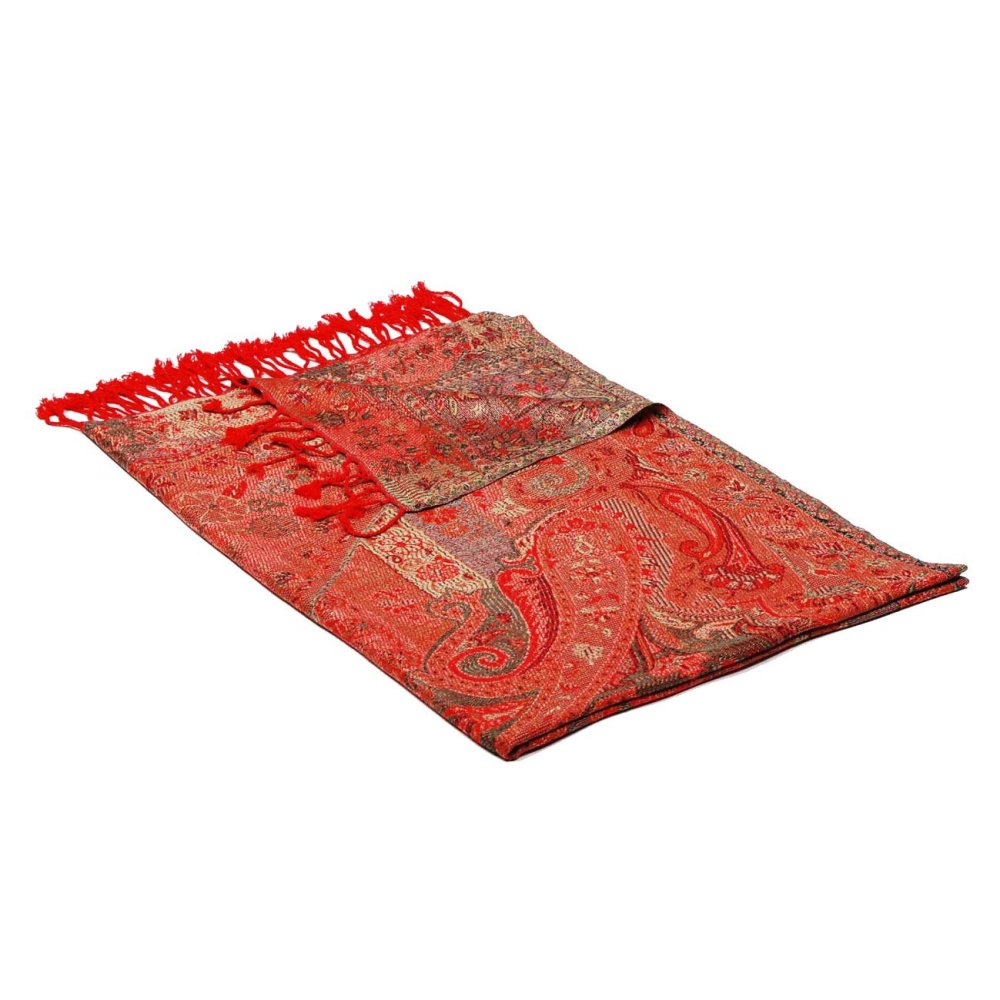 Šála z viskózy Kani červená se zelenou