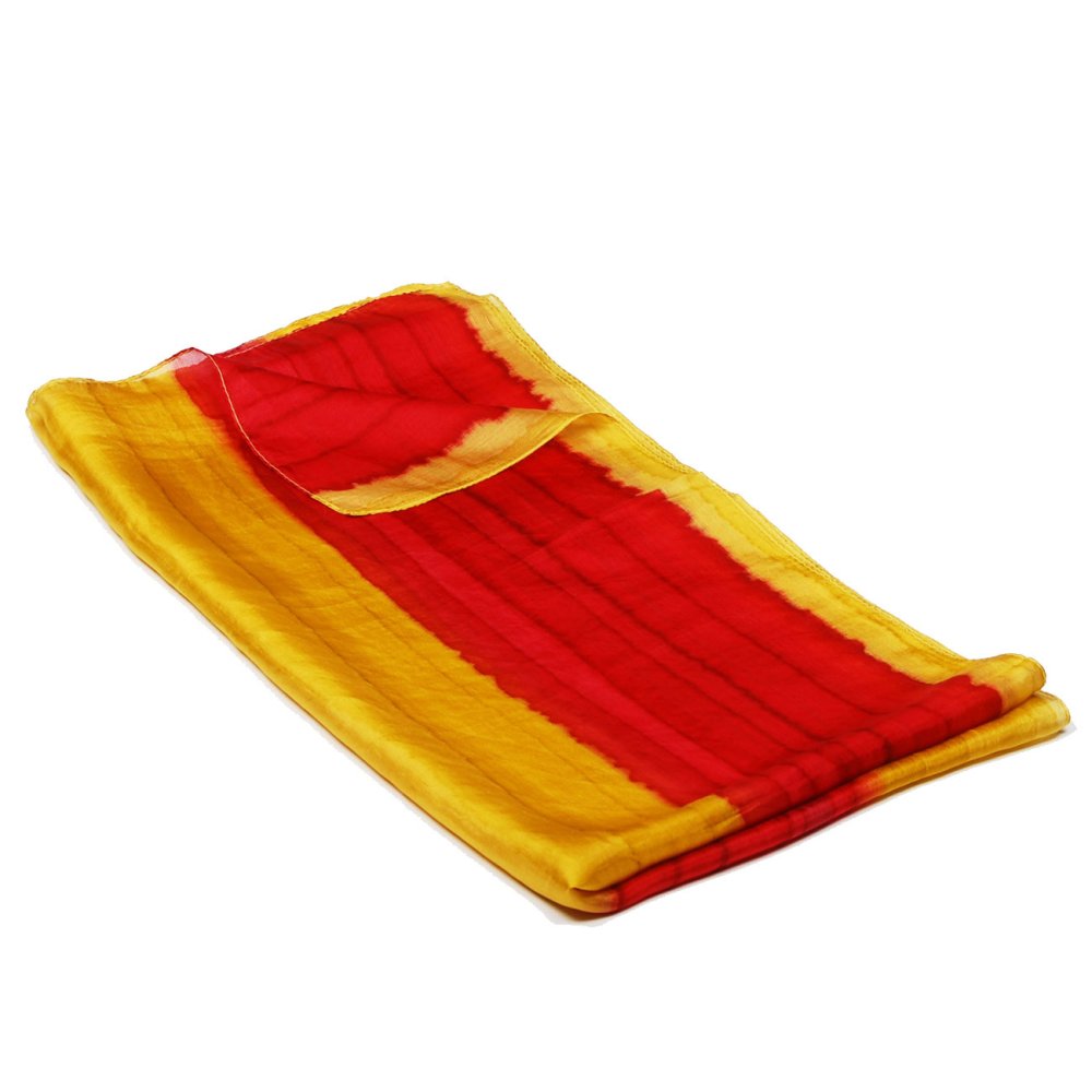 Hedvábná malovaná šála žluto-červená